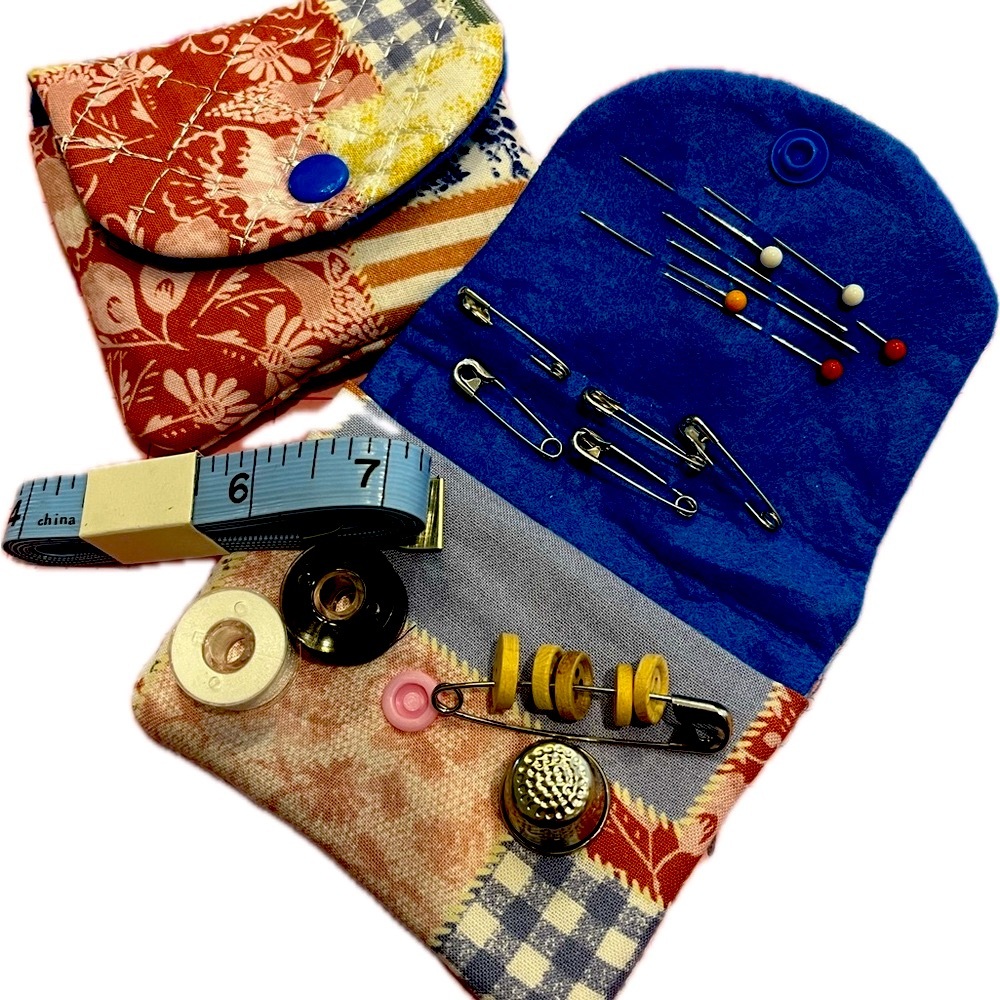 Patchwork Sewing Kit with Blue Interior